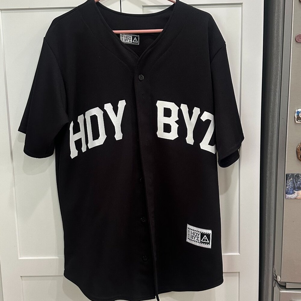 HDY BYZ Men's Jersey, Button Up Shirt, Large, Black